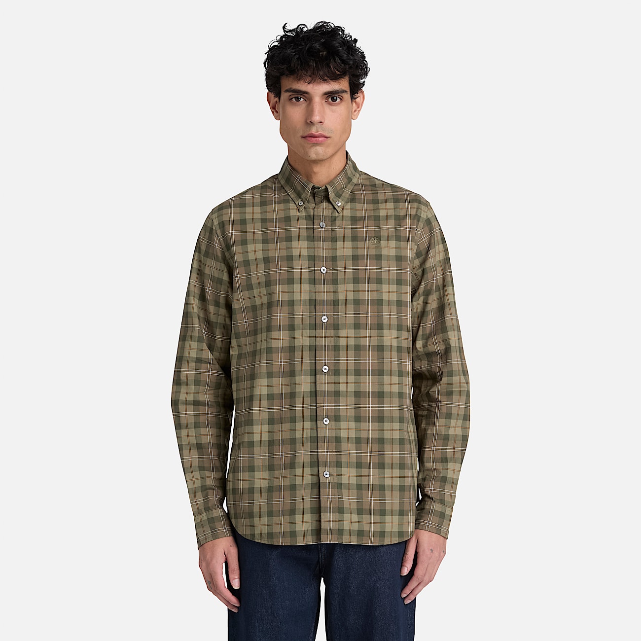 Camicia a Quadri in Popeline Vestibilit Regular da Uomo in verde TBL verde ALT1