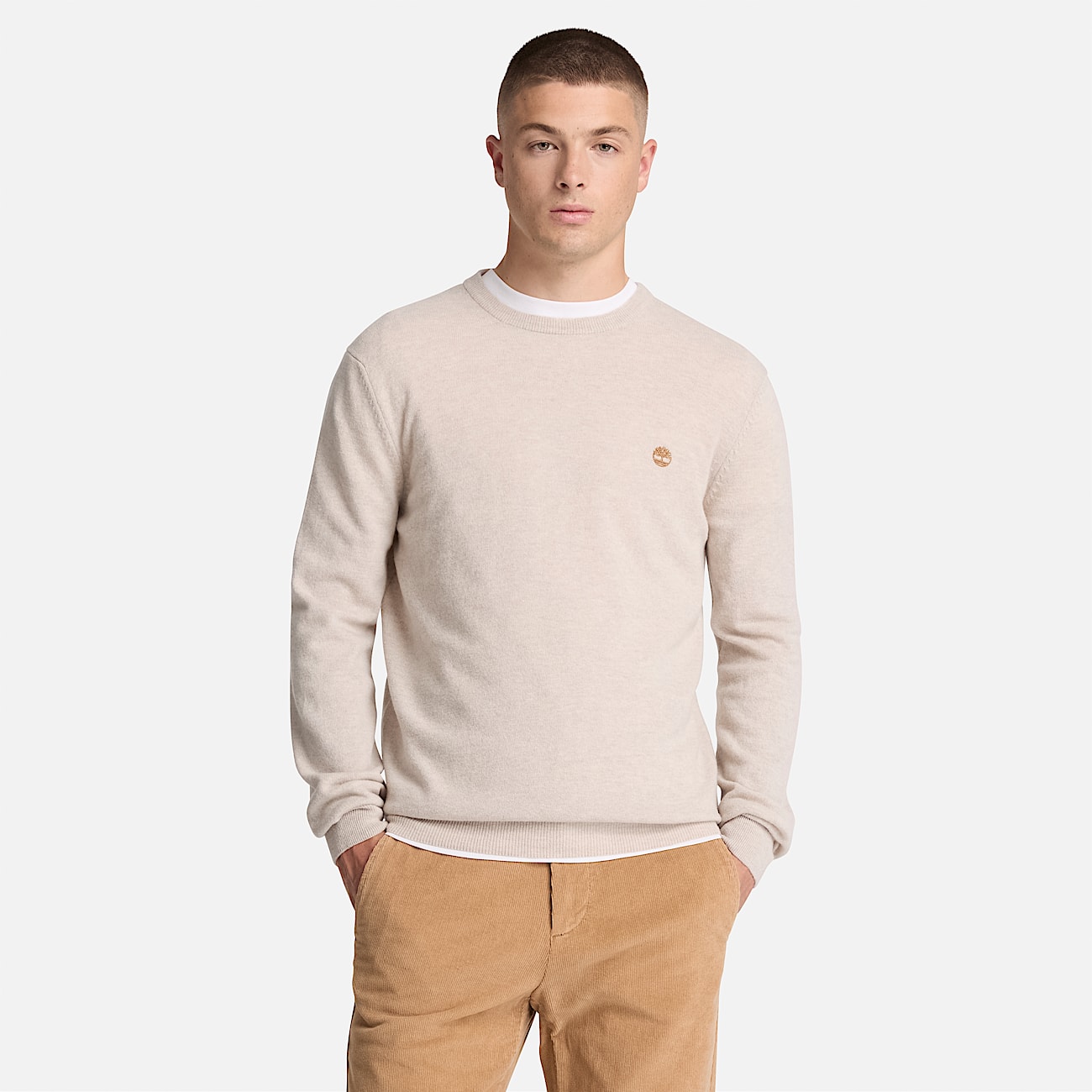 Cohas Brook Pullover mit Rundhalsausschnitt aus Merinowolle fr Herren in Hellbeige TBL Beige ALT1