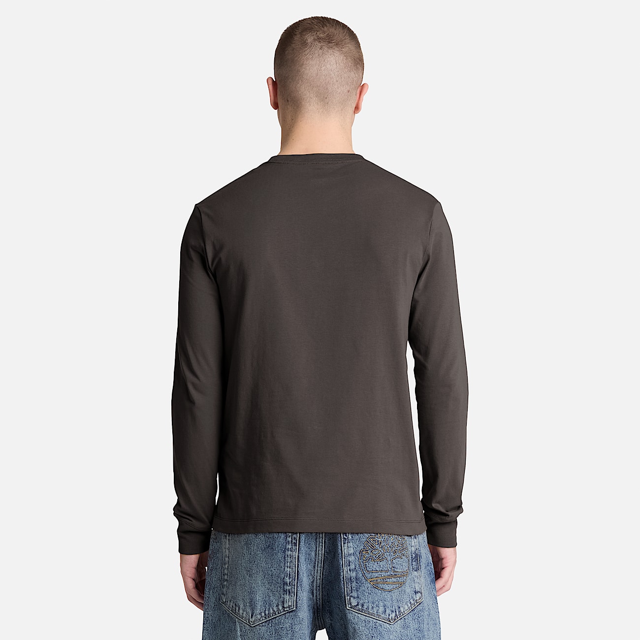 Dunstan River Slim Embroidered LongSleeve TShirt for Men in Black TBL Black ALT8