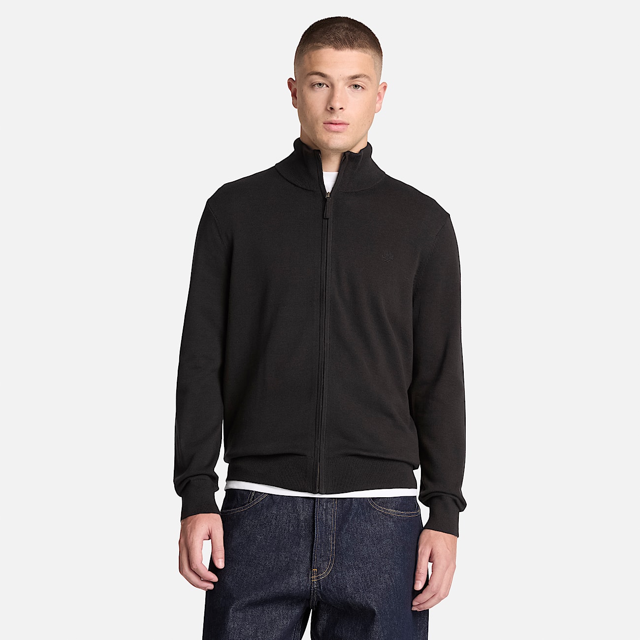 Chaqueta de algodn con cremallera integral Williams River para hombre en negro TBL negro ALT1