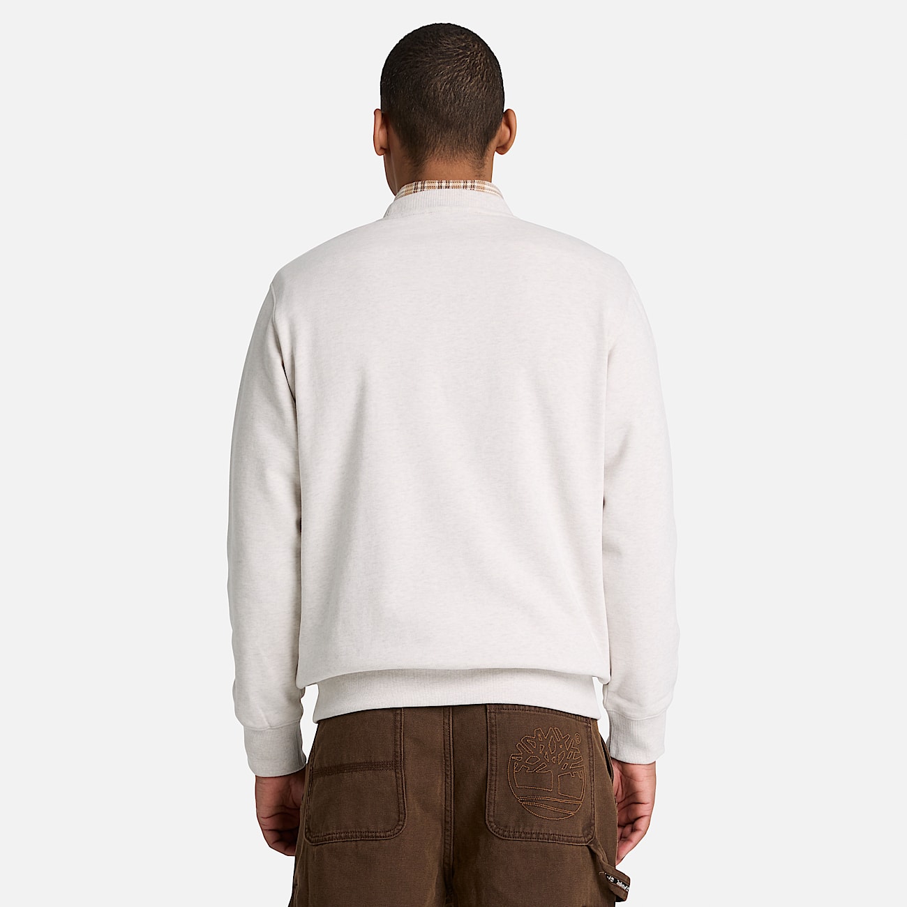 Patchwork Crew Sweatshirt for Men in Light Beige TBL Beige ALT8