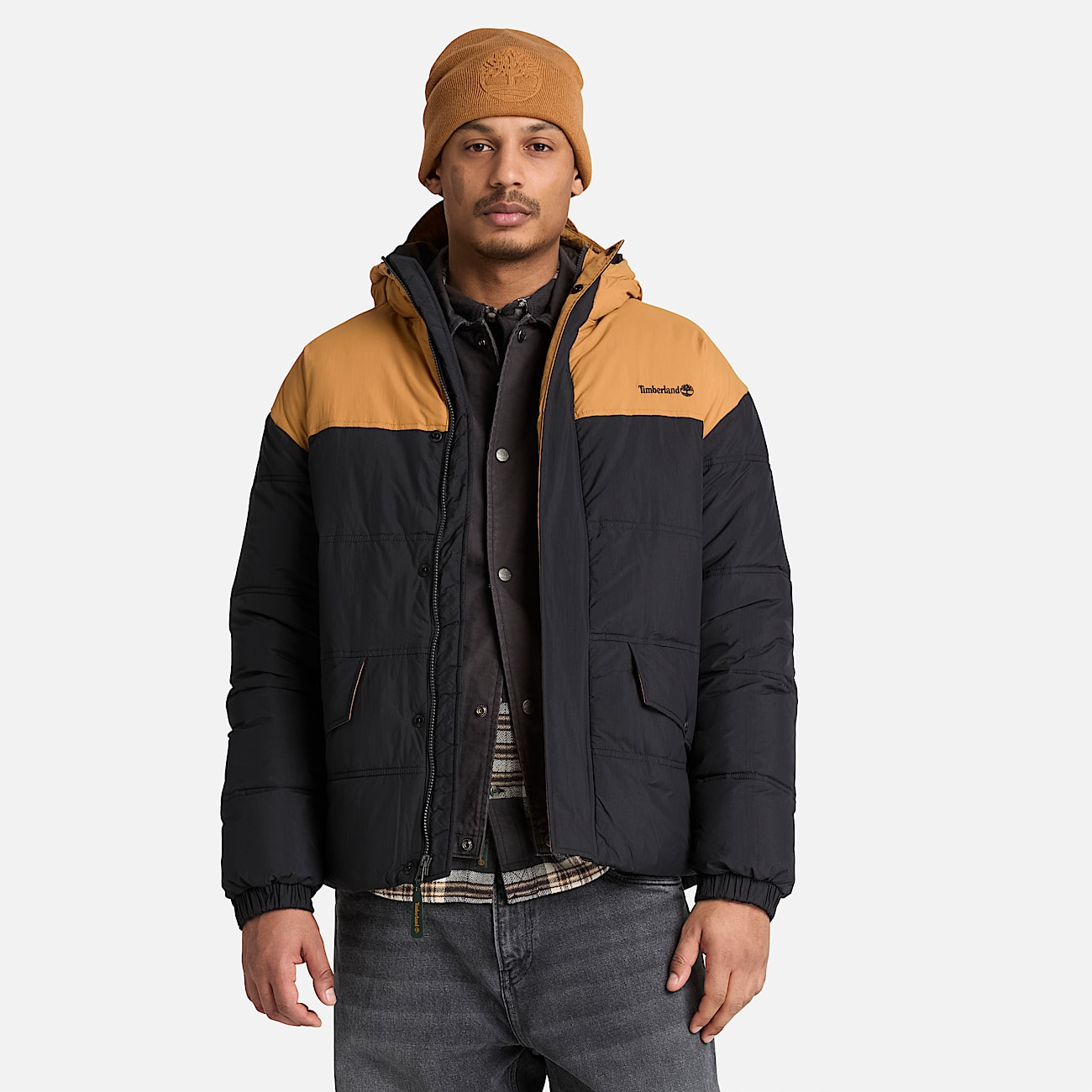 Chaqueta acolchada impermeable para hombre en Negroamarillo TBL negro ALT1