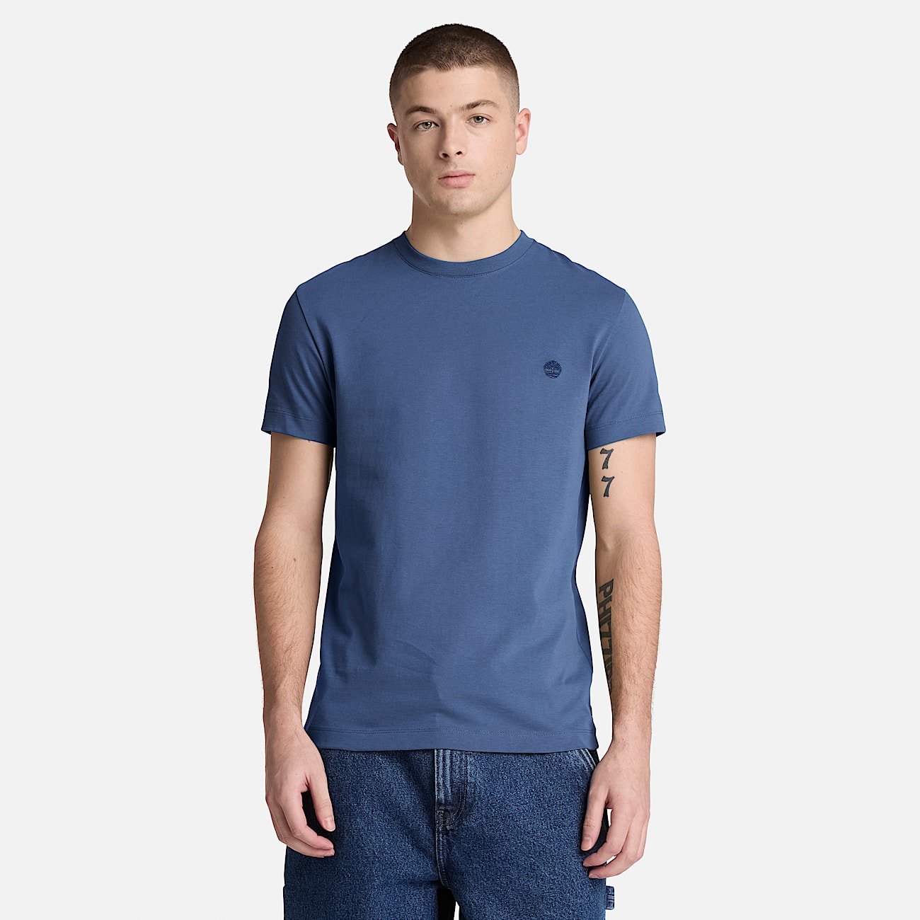 Dunstan River Slim ShortSleeve TShirt for Men in Dark Blue TBL Blue ALT1