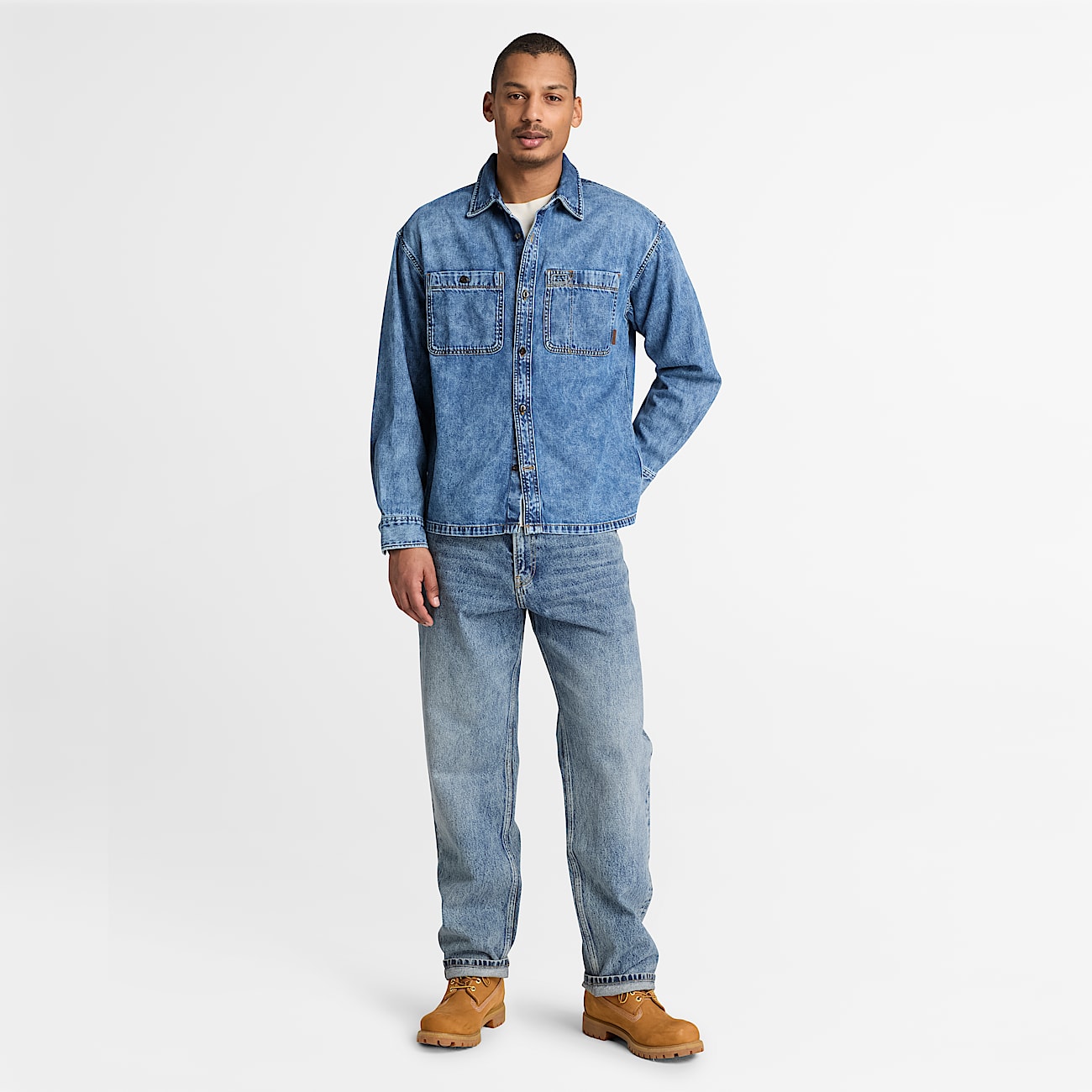 Chemise en jean  poche pour homme en bleu TBL bleu ALT2