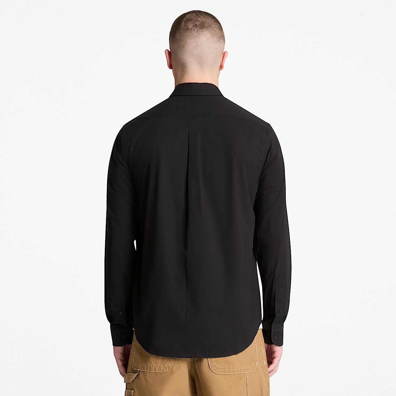 Chemise en popeline  manches longues pour homme en noir TBL noir ALT8