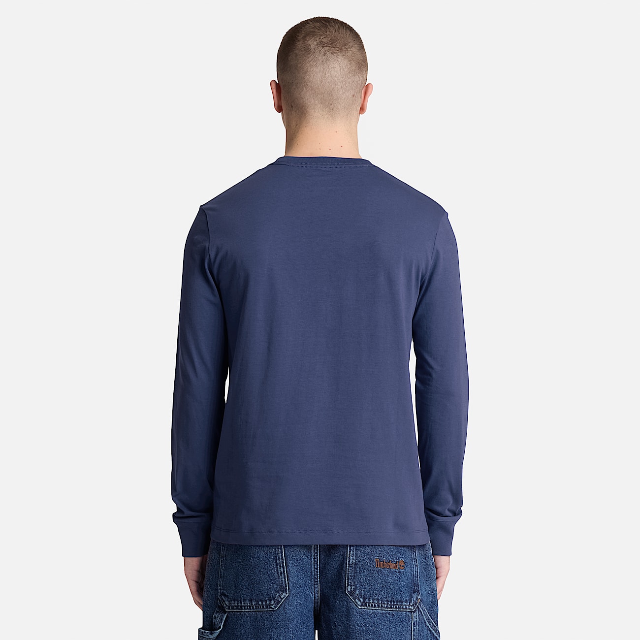 Dunstan River Slim Embroidered LongSleeve TShirt for Men in Dark Blue TBL Blue ALT8