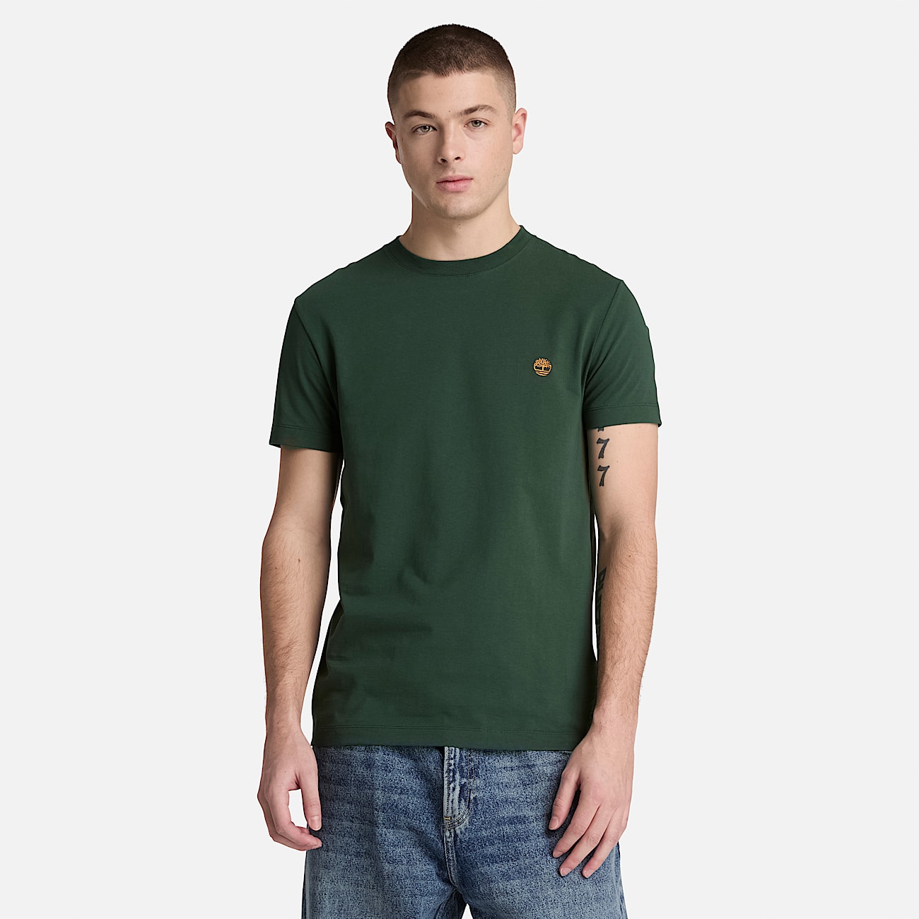 Dunstan River Slim ShortSleeve TShirt for Men in Dark Green TBL Green ALT1