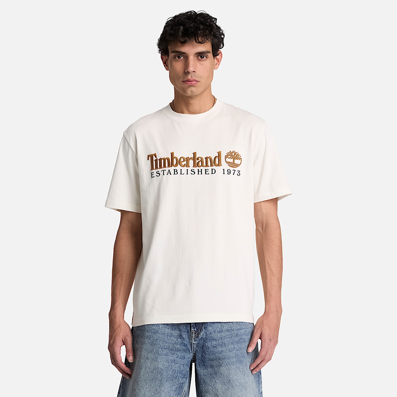 Tshirt  manches courtes et broderie Established 1973 pour homme en blanc TBL blanc ALT1