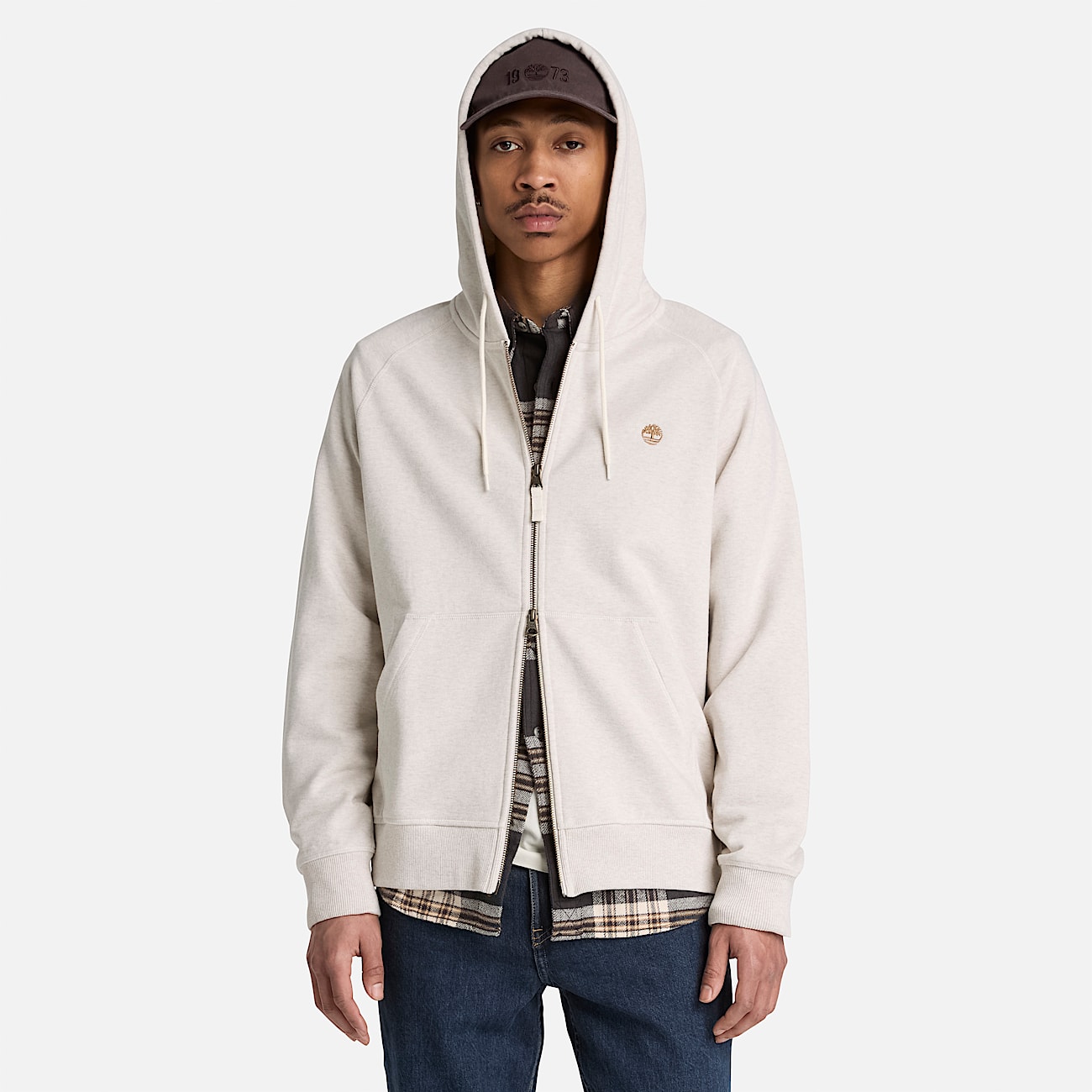 Sudadera con capucha y cremallera integral Exeter River para hombre en Beis claro TBL beis ALT1