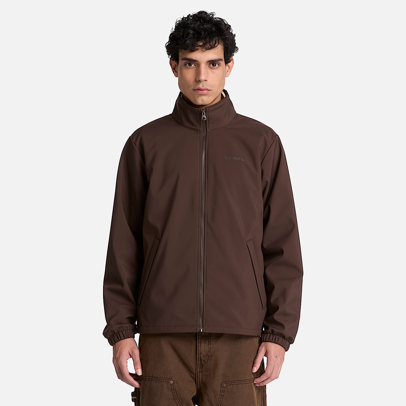 Windproof FullZip Softshell Jacket for Men in Dark Brown TBL Brown ALT1