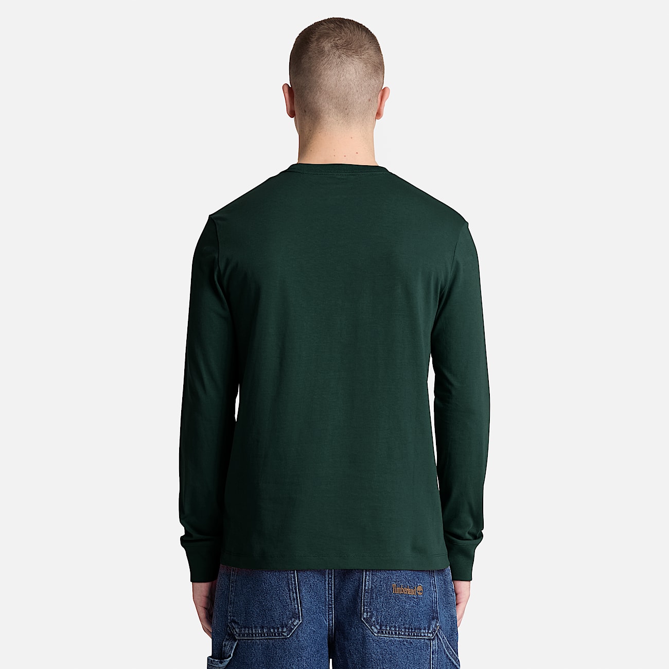 Dunstan River Slim Embroidered LongSleeve TShirt for Men in Dark Green TBL Green ALT8