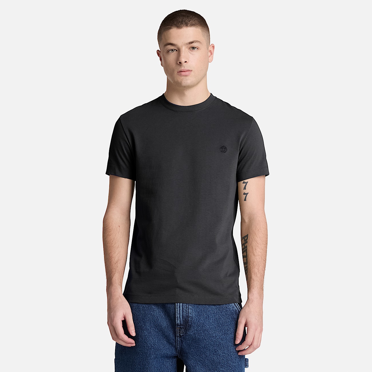 Dunstan River Slim ShortSleeve TShirt for Men in Black TBL Black ALT1