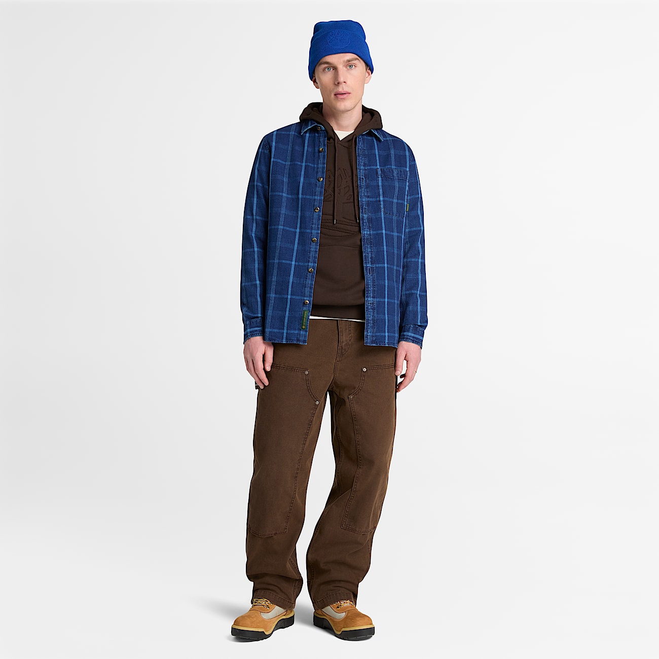 Kariertes Indigo Hemd in regulrer Passform fr Herren in Dunkelblau TBL Blau ALT2