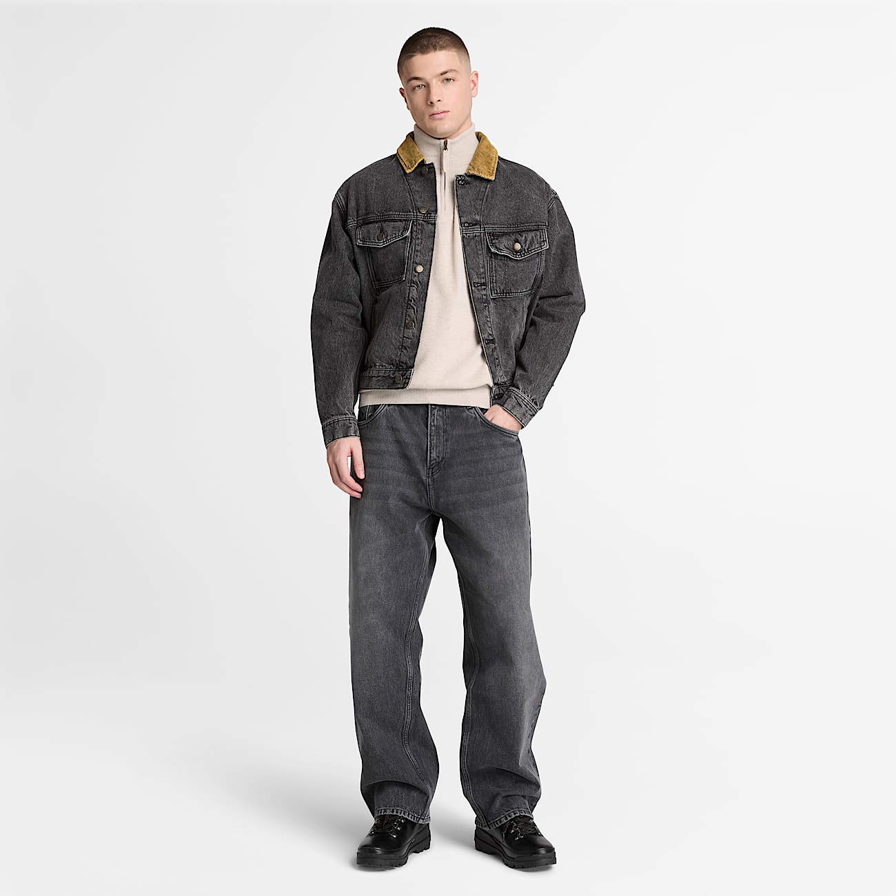 Jersey de lana merina con cremallera de 14 Cohas Brook para hombre en Beis claro TBL beis ALT2