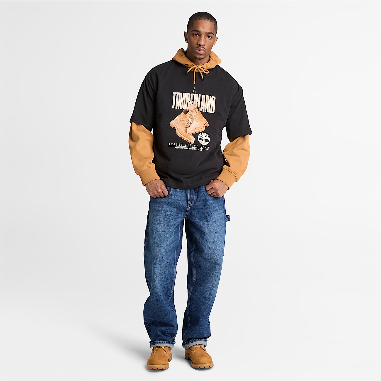Rugged Boot ShortSleeve TShirt for Men in Black TBL Black ALT2