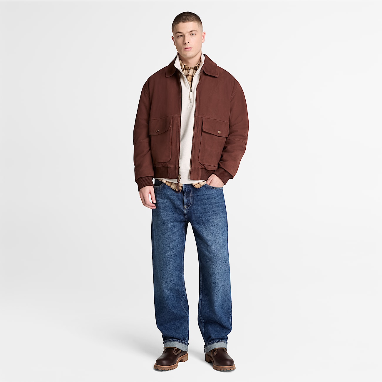 Leather Bomber for Men in Dark Brown TBL Brown ALT2