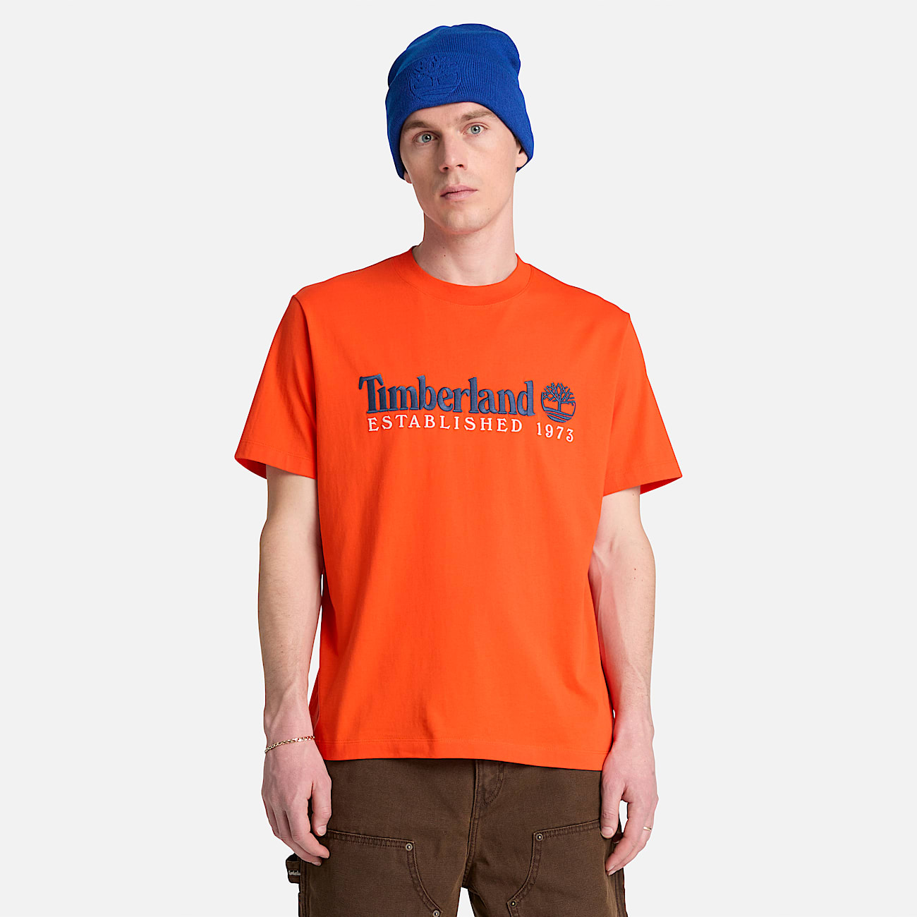 Tshirt a Maniche Corte con Ricamo Established 1973 da Uomo in arancione TBL arancione ALT1