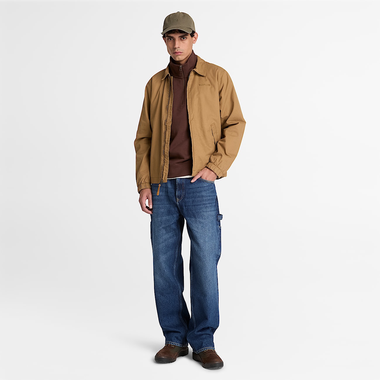 Sudadera Exeter River con cremallera de 14 y el logo bordado para hombre en marrn oscuro TBL marrn ALT2