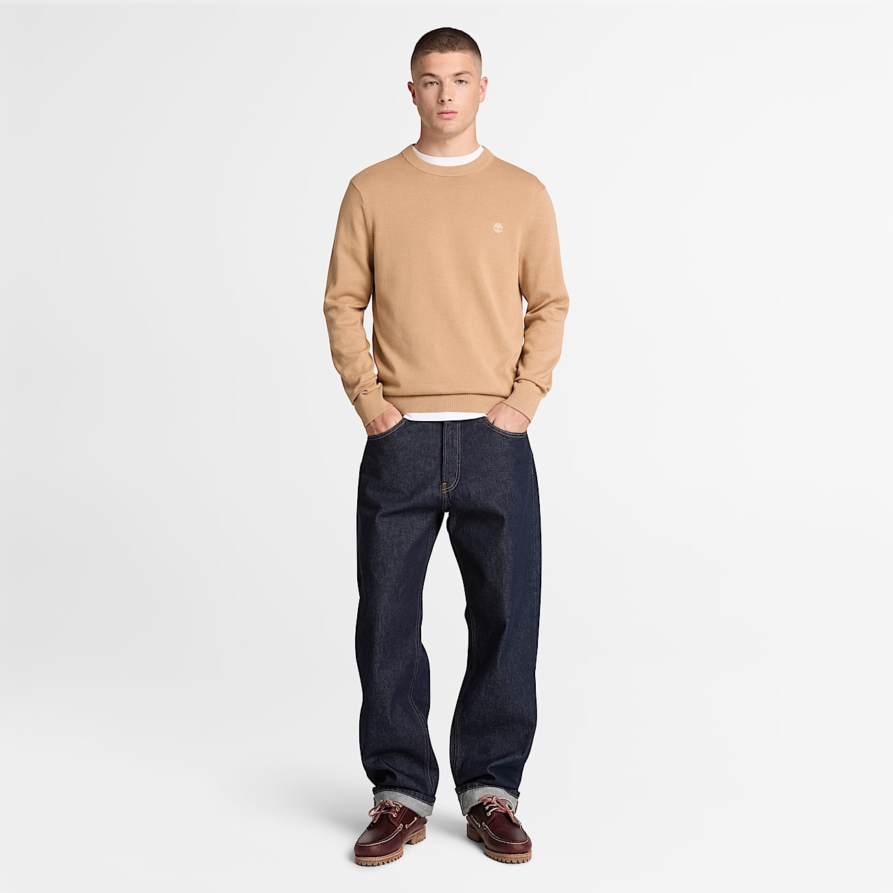 Williams River Cotton Crewneck Jumper for Men in Light Brown TBL Brown ALT2