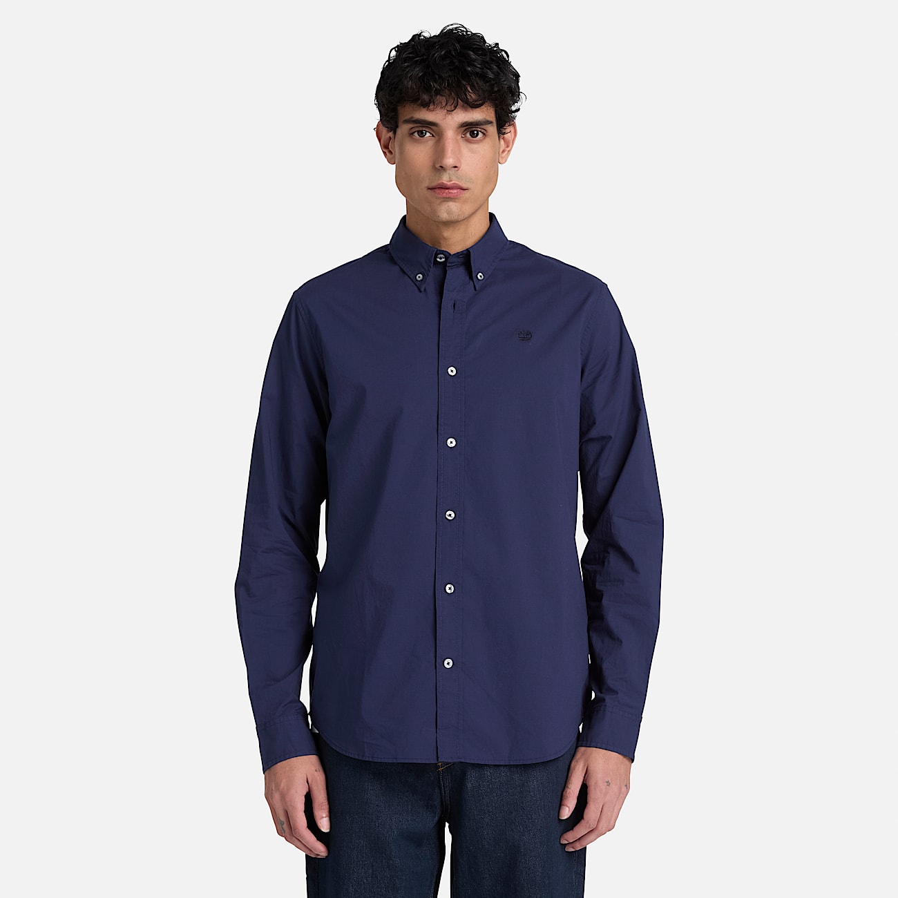 Chemise en popeline  manches longues pour homme en bleu fonc TBL bleu ALT1