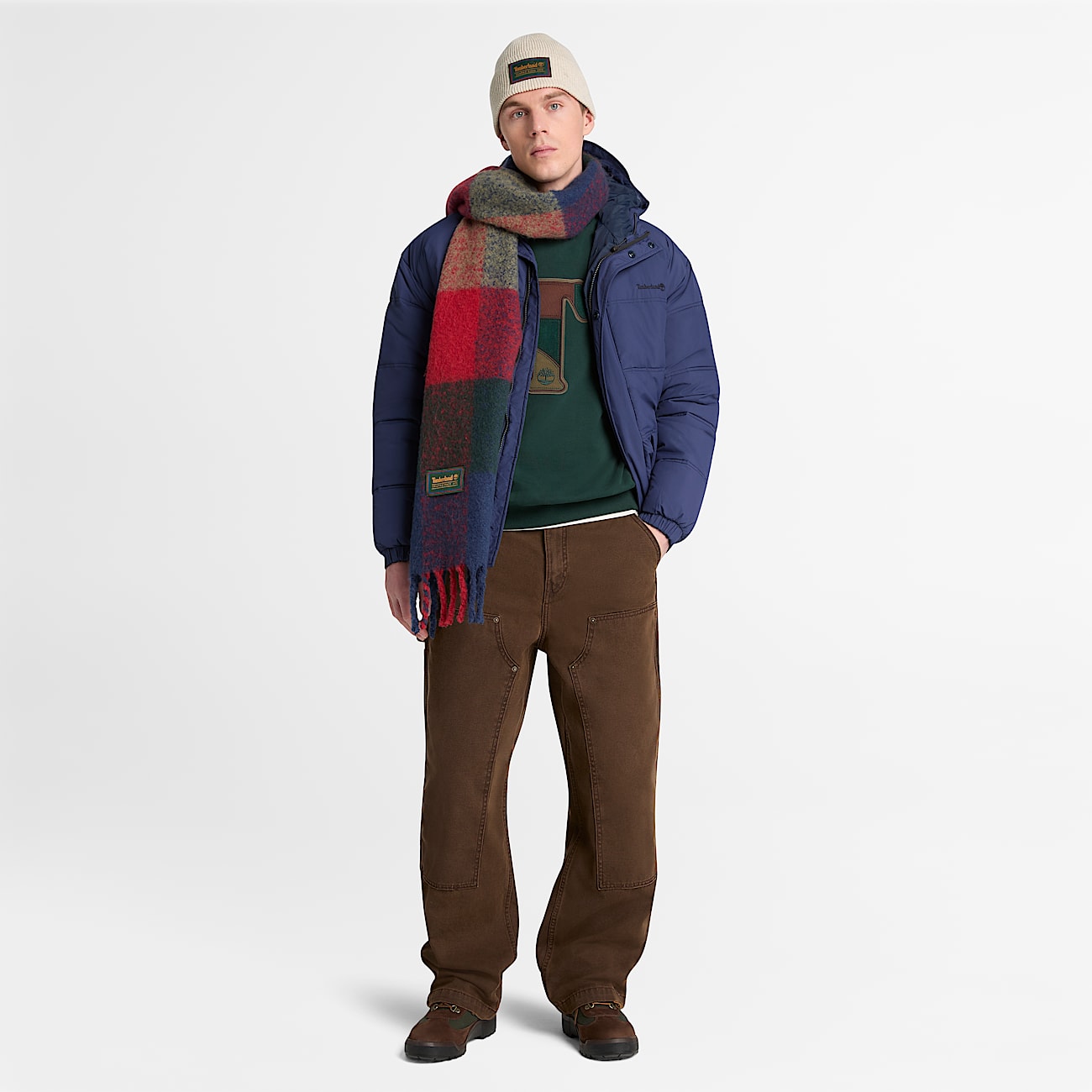 Patchwork Crew Sweatshirt for Men in Dark Green TBL Green ALT2