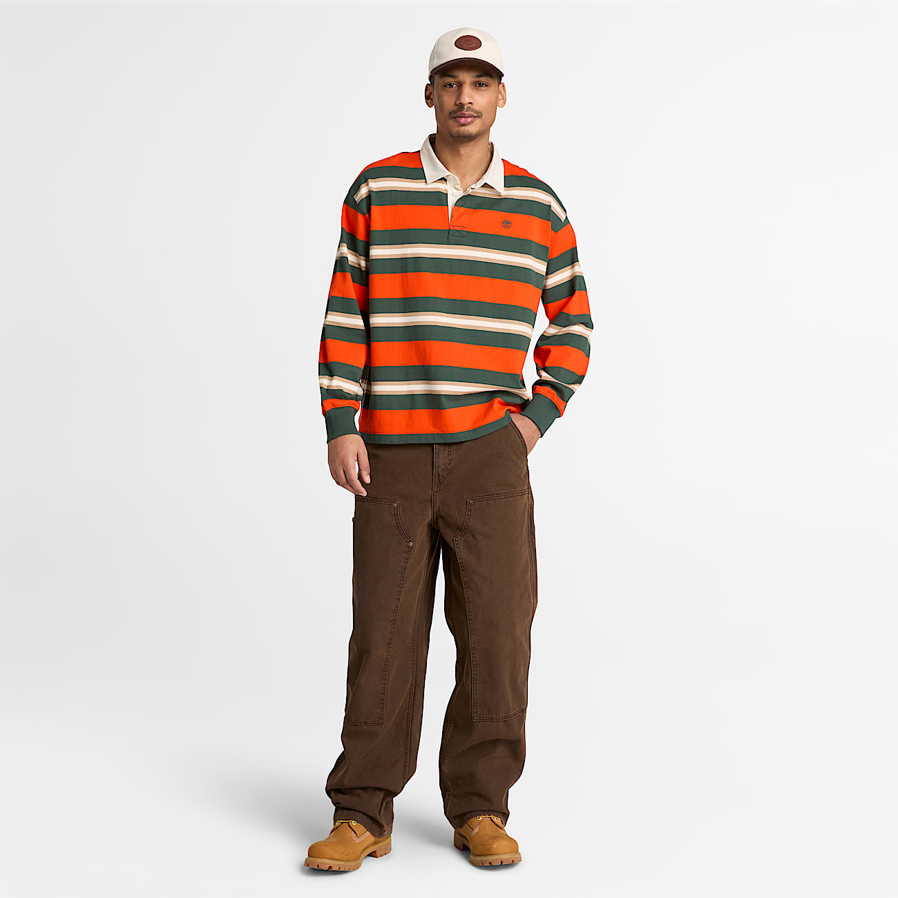 Polo de rugby de manga larga para hombre en naranja TBL naranja ALT2