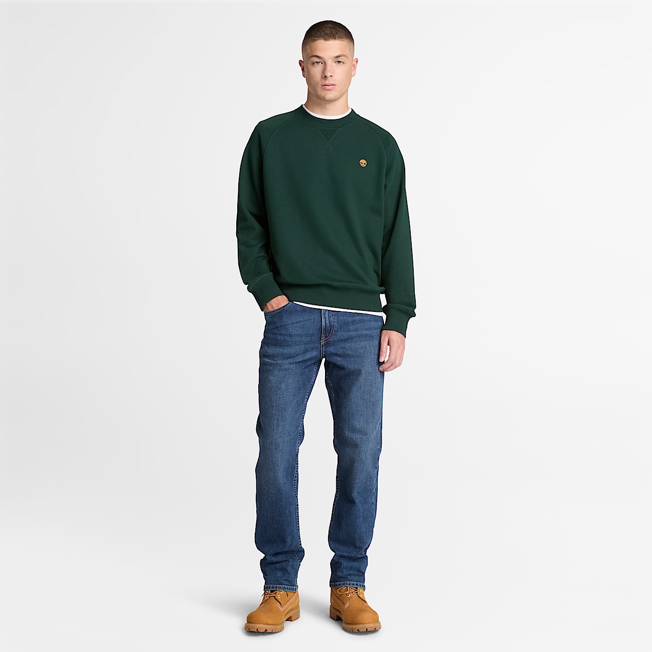 Exeter River Crew Sweatshirt for Men in Dark Green TBL Green ALT2
