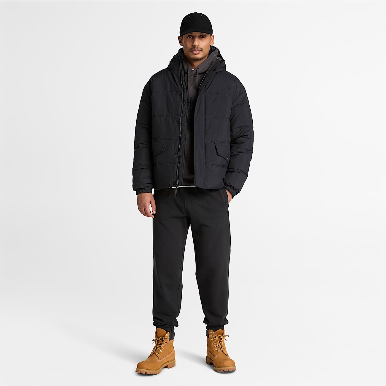 Chaqueta acolchada impermeable para hombre en negro TBL negro ALT2