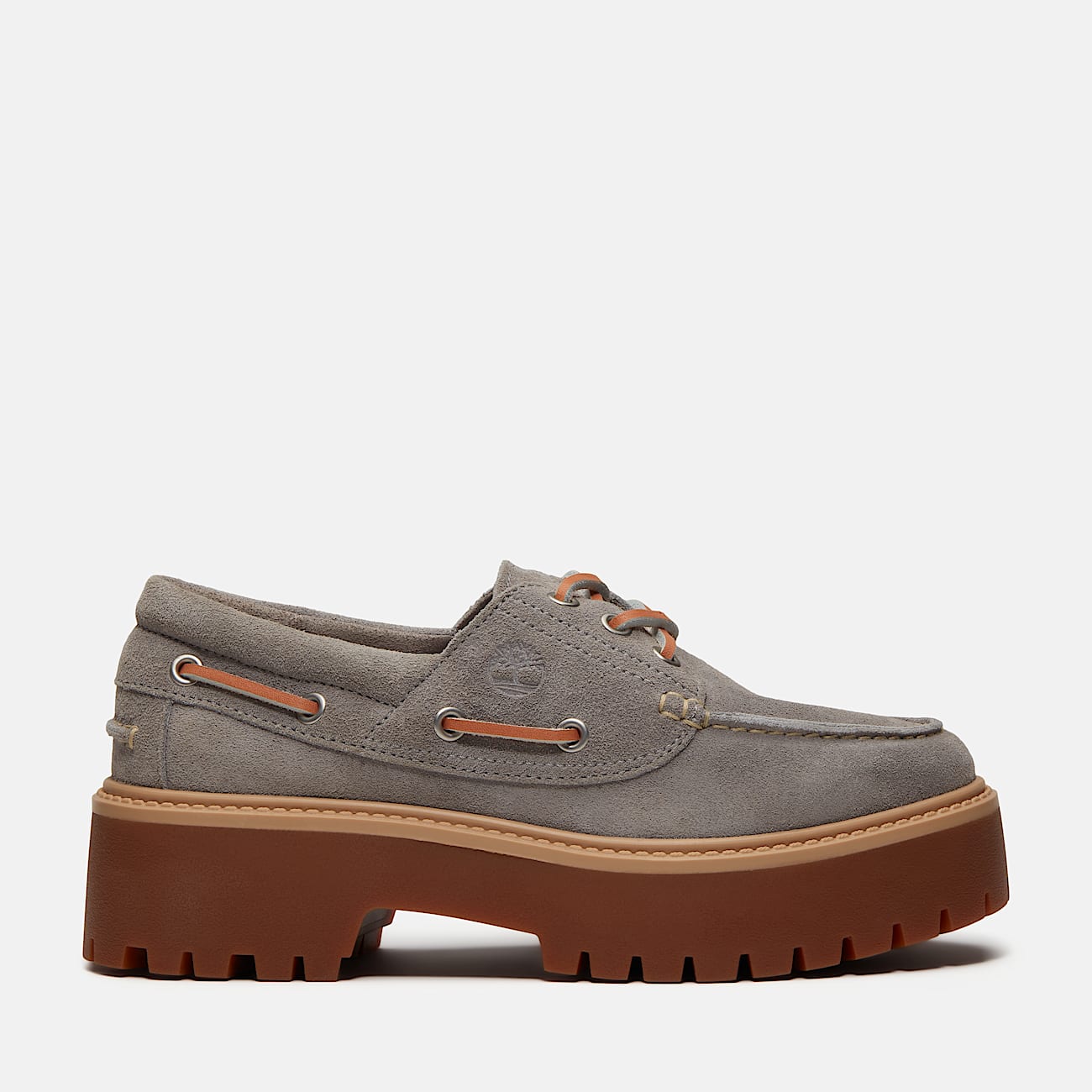Stone Street Platform Boat Shoe for Women in Grey TBL Grey HERO
