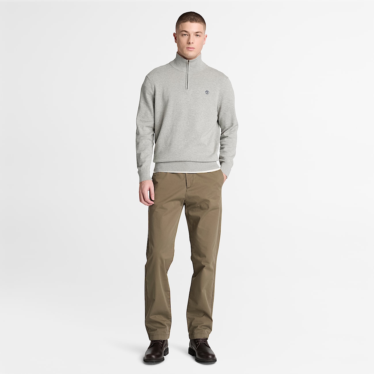 Pantaloni Chino a Gamba Dritta in Twill Claremont da Uomo in verde scuro TBL verde ALT2