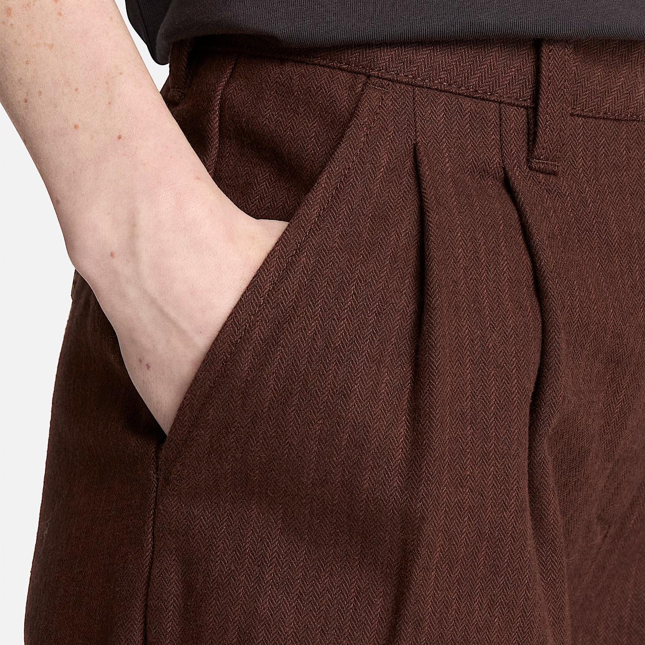 Hose mit Fischgrtmuster fr Damen in Dunkelbraun TBL Braun ALT3