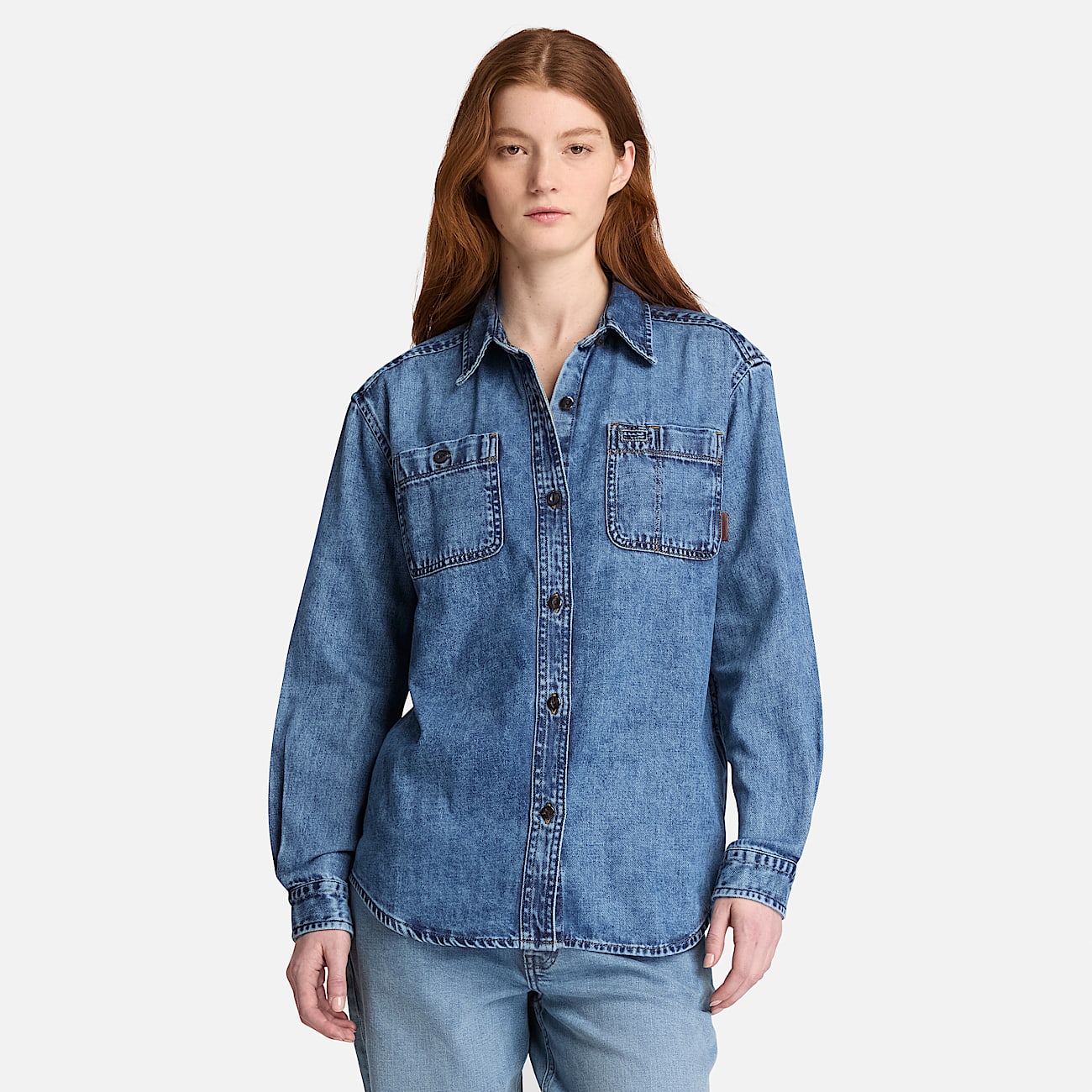 Langrmeliges DenimHemd fr Damen in Blau TBL Blau ALT1