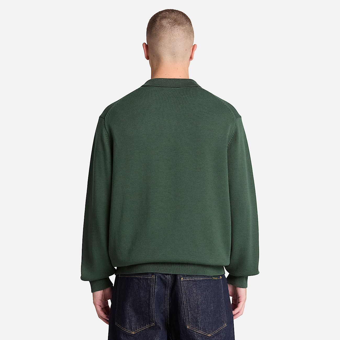 Williams River Cotton Polo Jumper for Men in Dark Green TBL Green ALT8