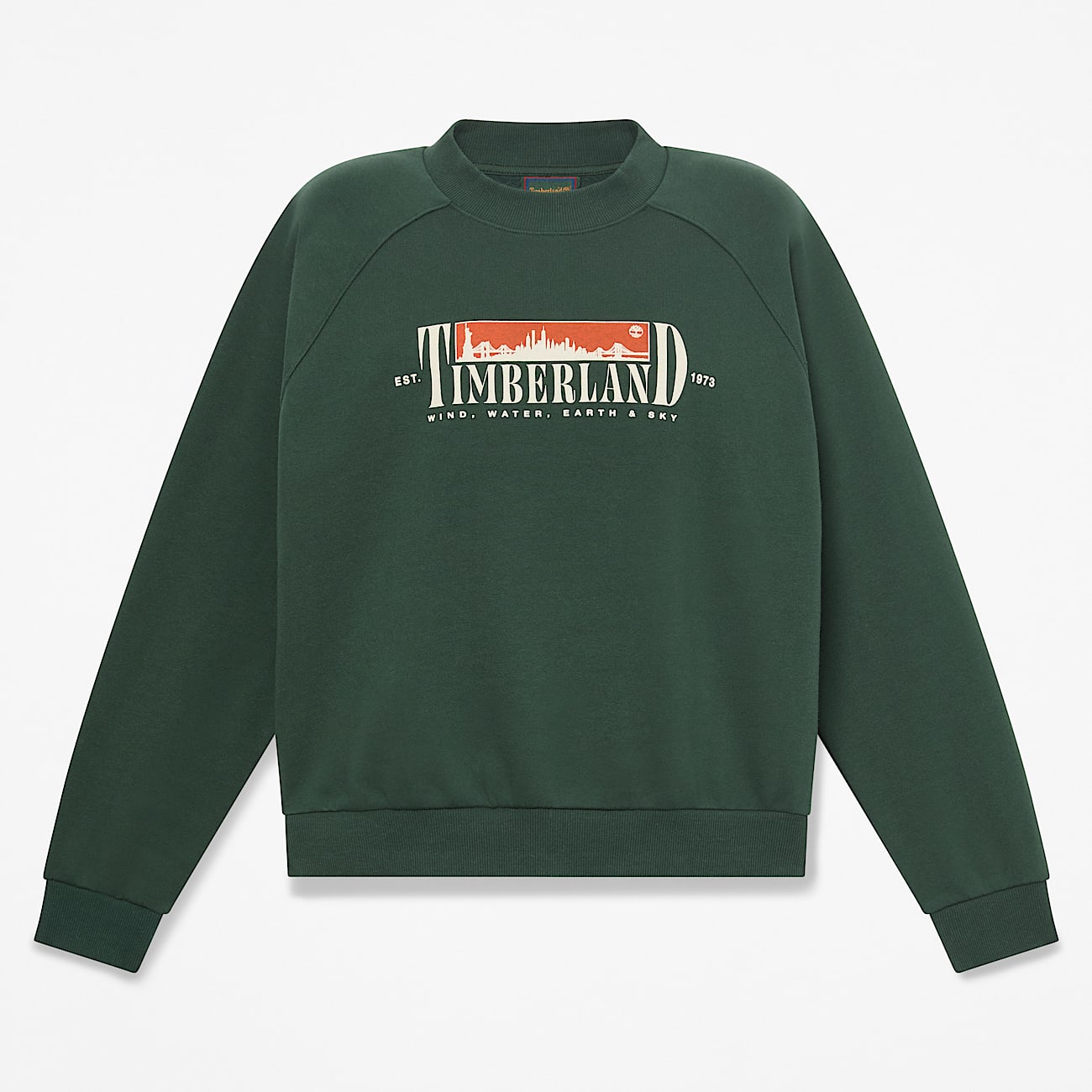 Sweat  col rond motif et envers bross pour femme en vert fonc TBL Verte HERO