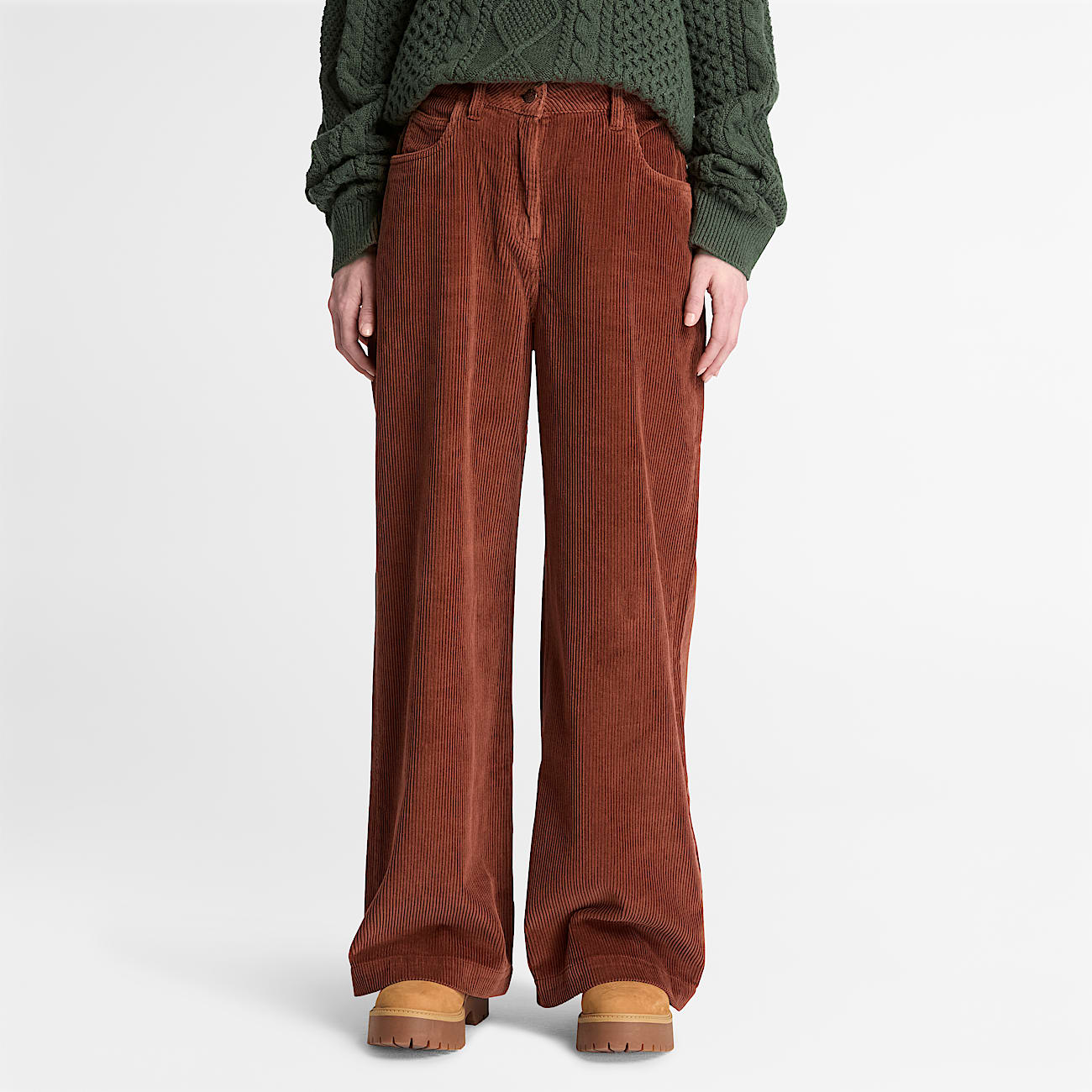 Pantalon large en velours ctel pour femme en marron TBL marron ALT1