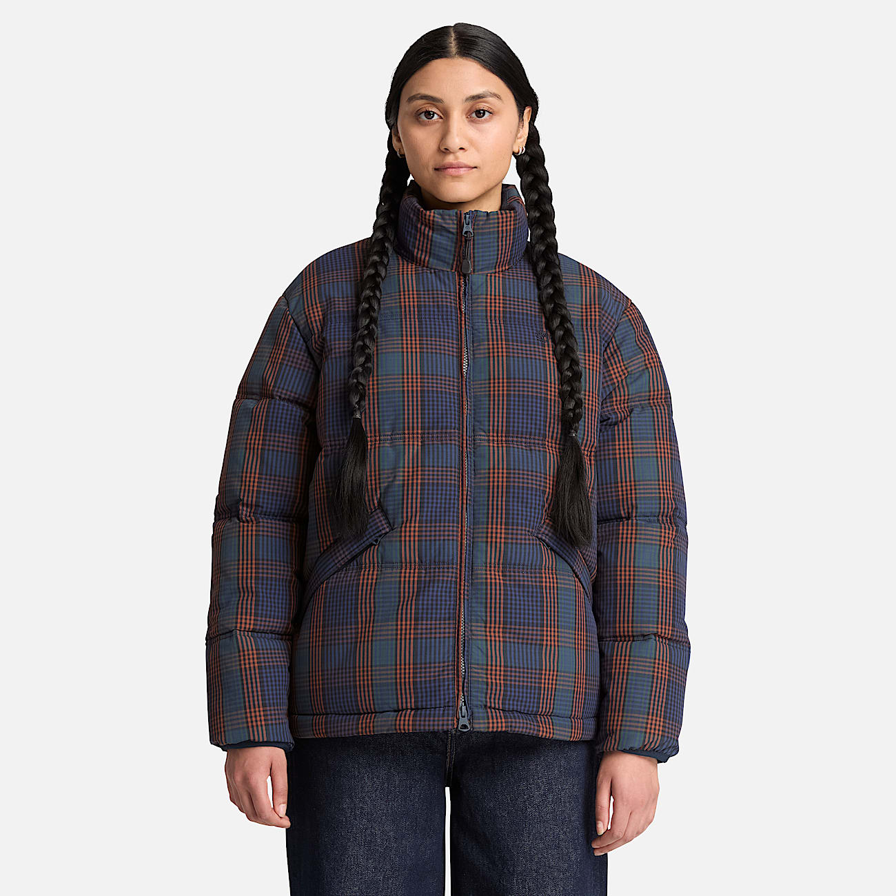 Piumino Imbottito a Quadri da Donna in Blu Scuro TBL blu ALT1