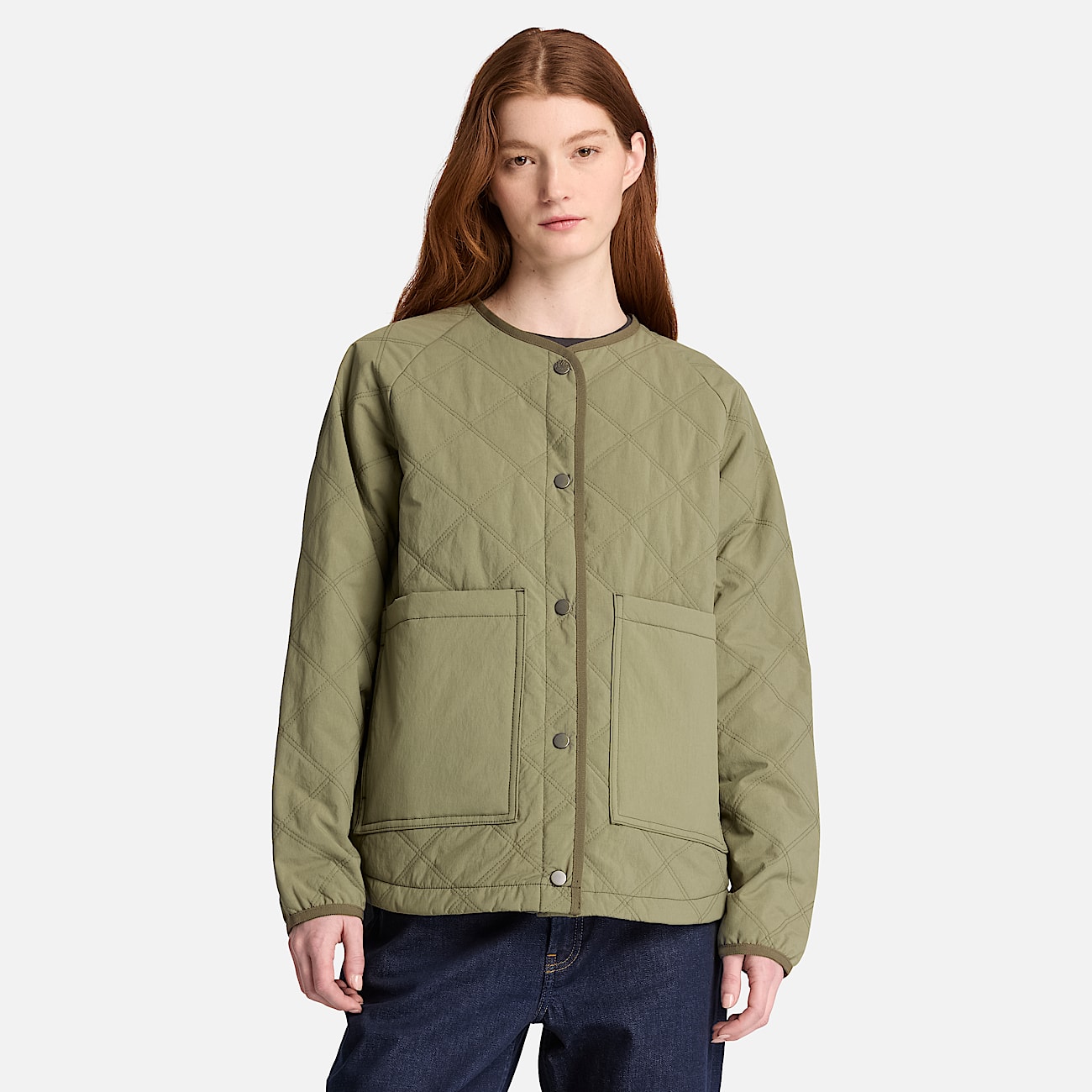 Water Repellent Quilted Jacket for Women in Green TBL Green ALT1