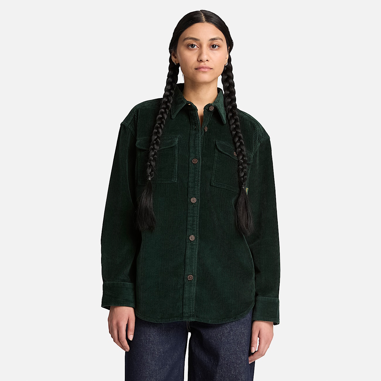Surchemise en velours ctel pour femme en vert fonc TBL Verte ALT1