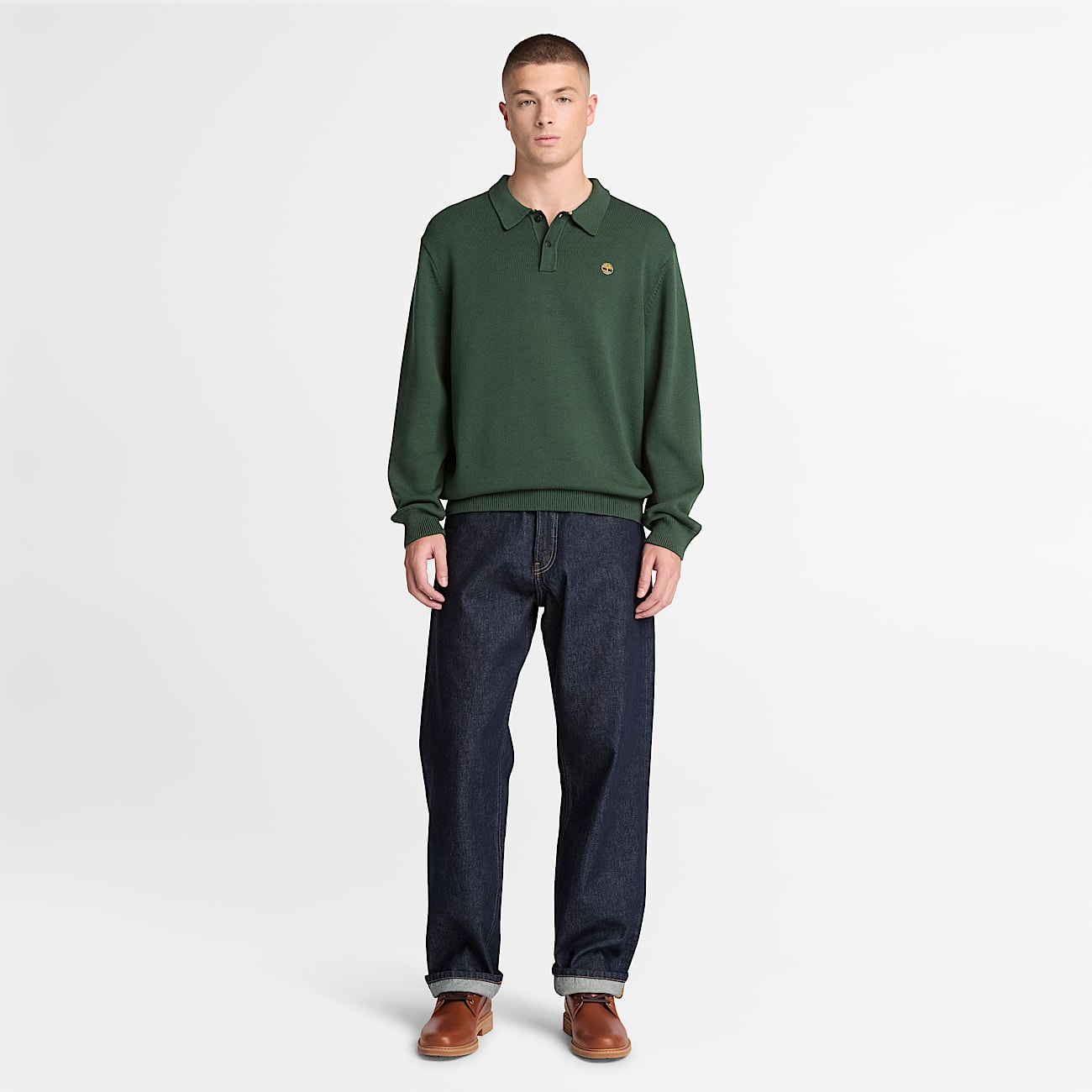 Williams River Cotton Polo Jumper for Men in Dark Green TBL Green ALT2