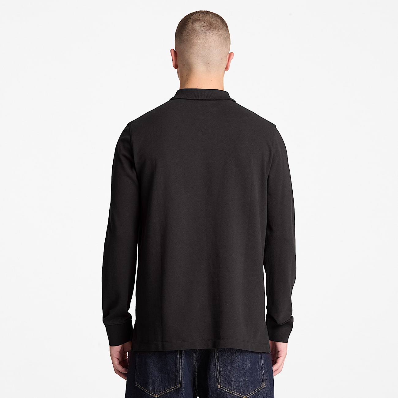 Millers River LongSleeve Polo for Men in Black TBL Black ALT8