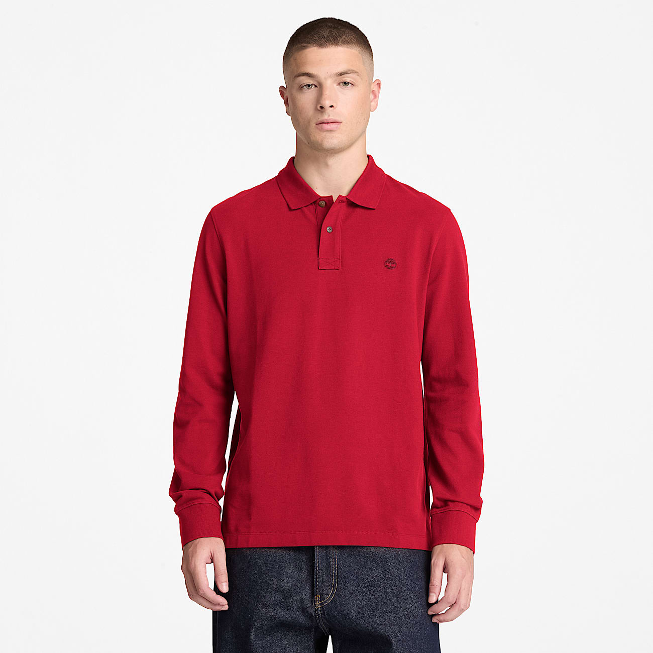 Millers River LongSleeve Polo for Men in Red TBL Red ALT1