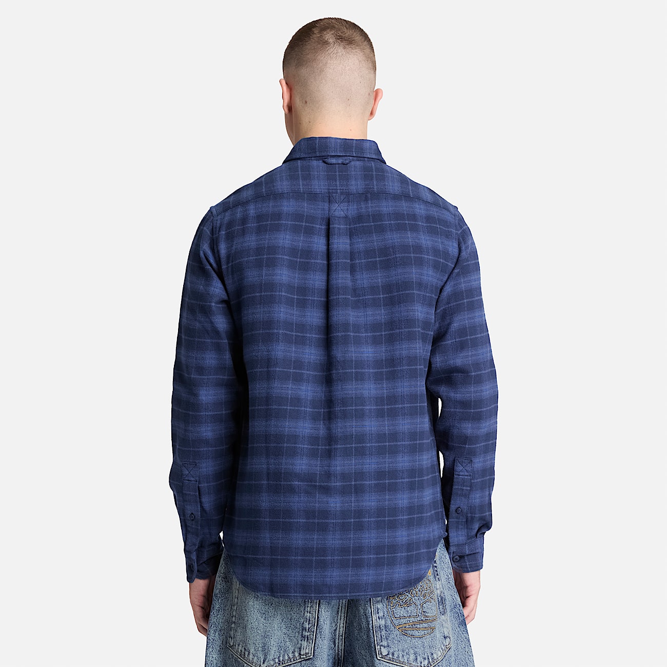 Chemise classique en flanelle  carreaux pour homme en bleu fonc TBL bleu ALT8