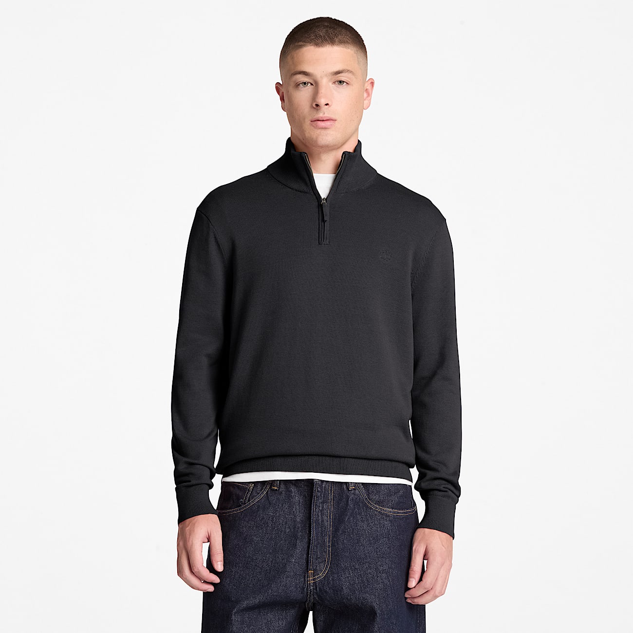 Jersey de algodn con cremallera de 14 Williams River para hombre en negro TBL negro ALT1