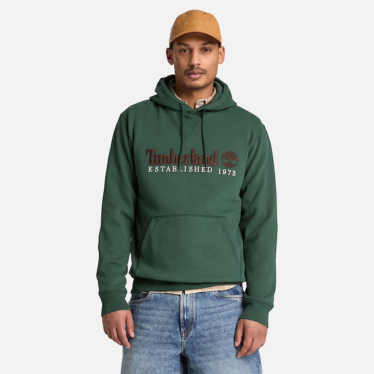 Established 1973 Embroidered Logo Hoodie for Men in Dark Green TBL Green ALT1