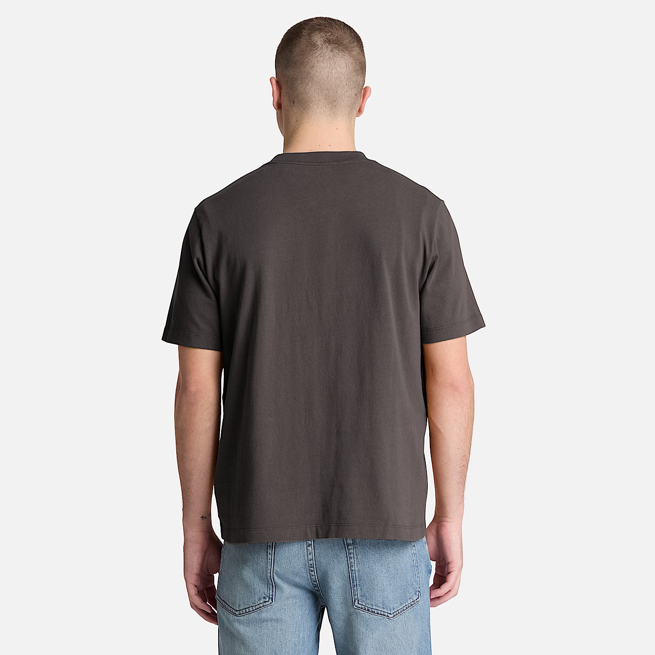 Leather Badge ShortSleeve TShirt for Men in Black TBL Black ALT8