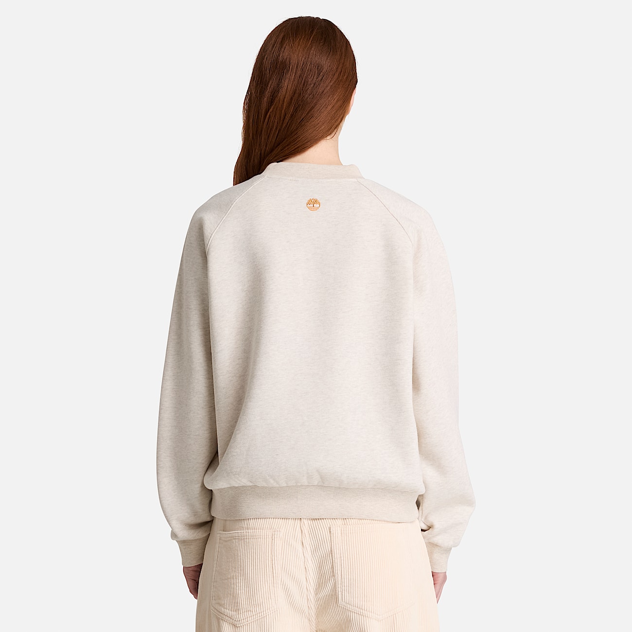 Sweat  col rond motif et envers bross pour femme en beige clair TBL beige ALT8