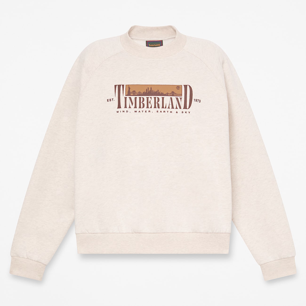 Sweat  col rond motif et envers bross pour femme en beige clair TBL beige HERO