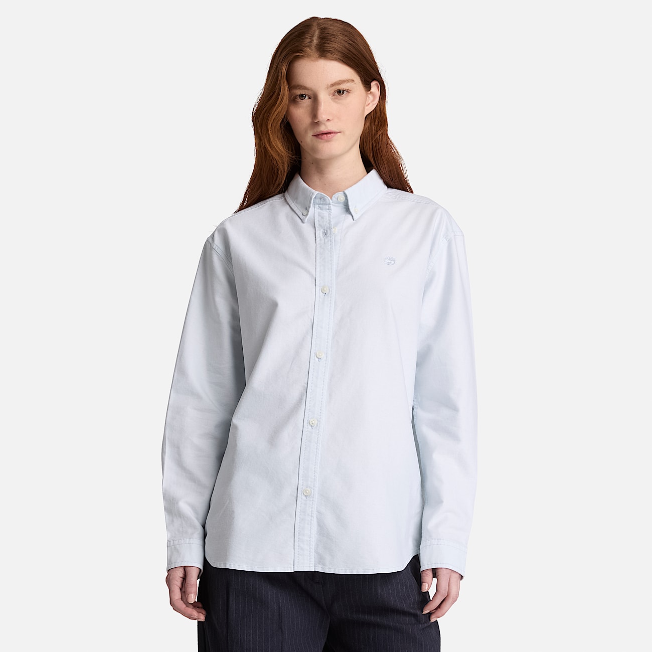 Chemise Oxford dcontracte  manches longues pour femme en bleu TBL bleu ALT1