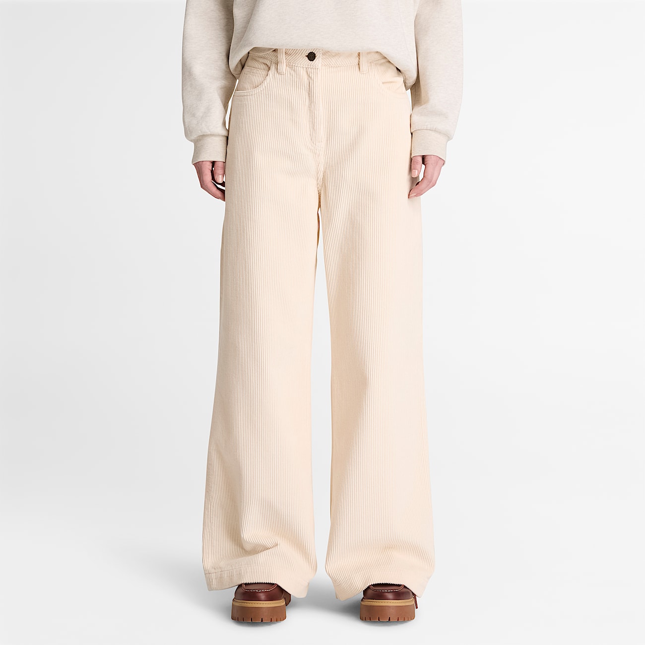Pantalon large en velours ctel pour femme en beige TBL beige ALT1