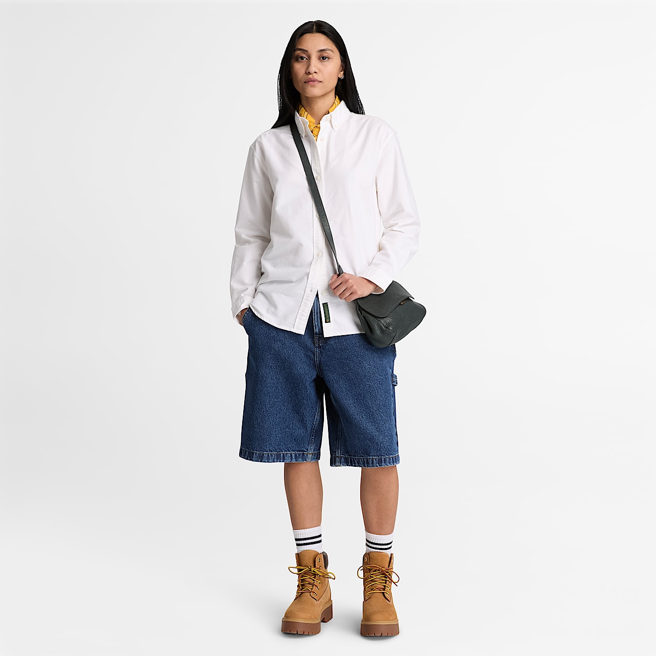 Chemise Oxford dcontracte  manches longues pour femme en blanc TBL blanc ALT2